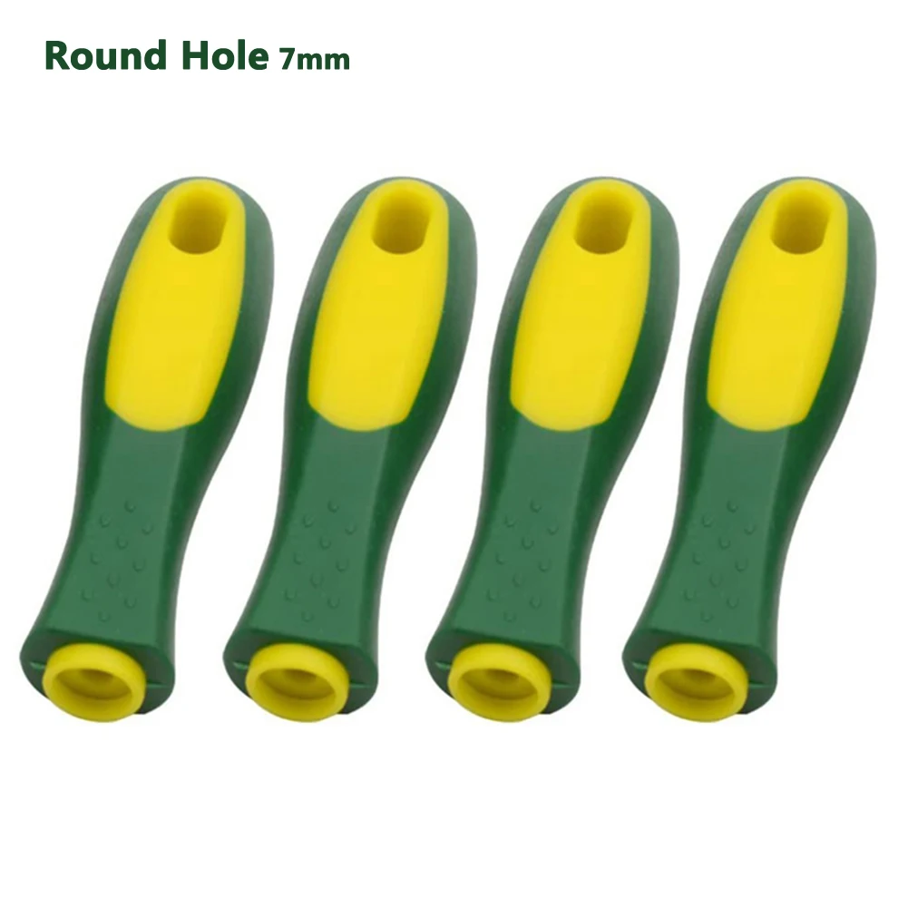 4Pcs Rubber Files Handles Files Supplies 4-1/3Inch Length Round Rectangular Hole For File Or Mills Round Hole And Rectangular Ho