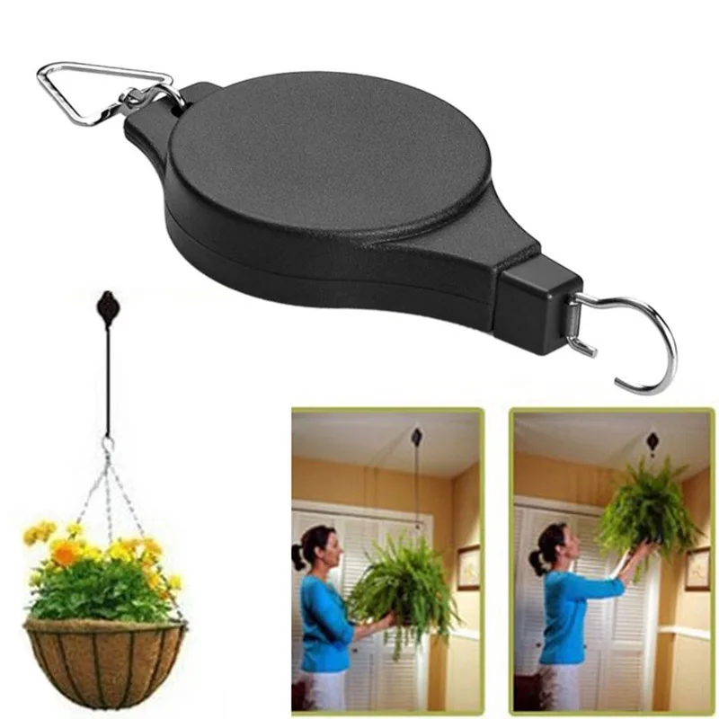 

Retractable Hanging Basket Pull Down Hanger Pulley Garden Baskets Plant Pots Hanging Basin Retractable Pulley Hook Greenhouse