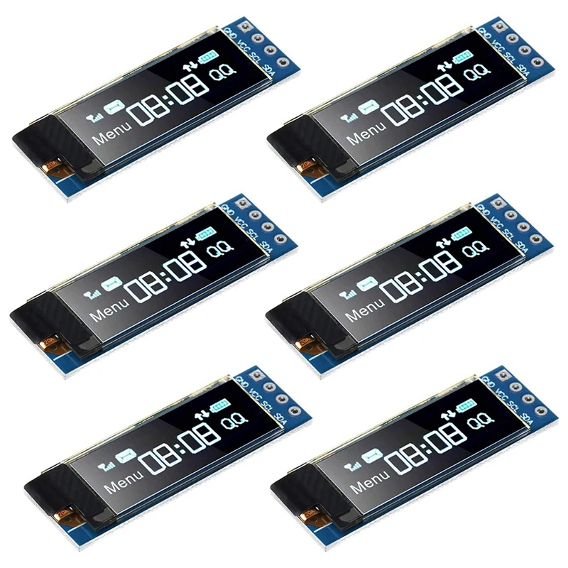 

Pack Of 6 OLED Display Module SSD1306 Driver IIC I2C Serial Self-Luminous Display Board For Arduino Raspberry PI