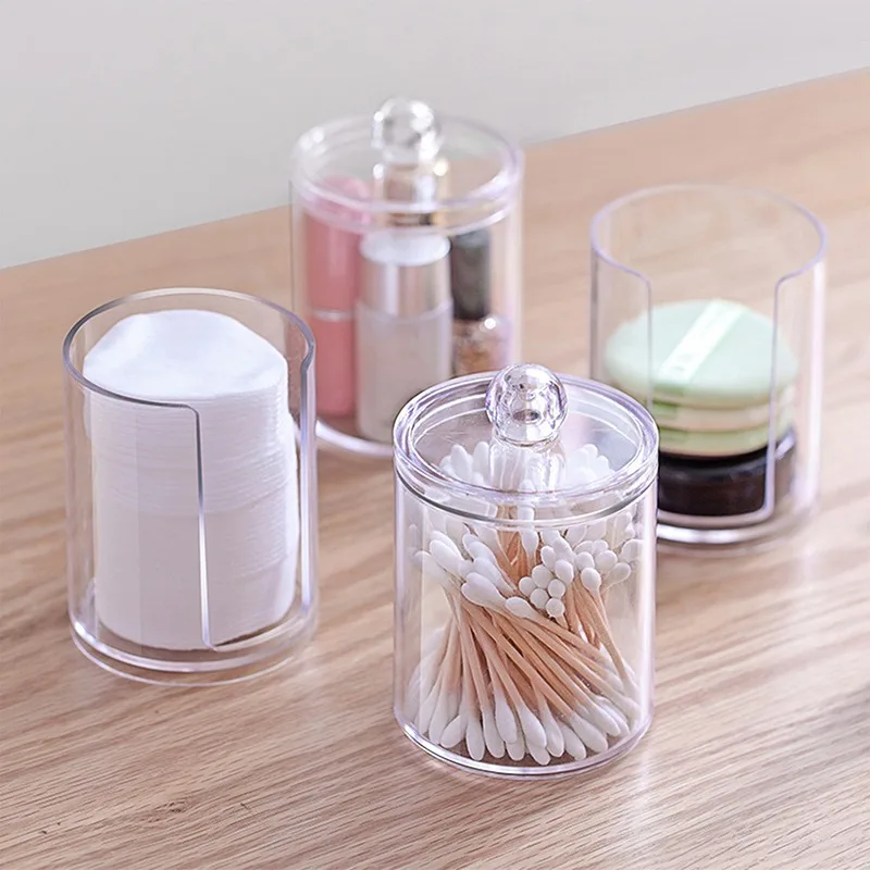 

Makeup Cotton Pad Organizer Bathroom Storage Box For Cotton Swabs Cosmetics Jewelry Makeup Remover pad Container with Bamboo Lid