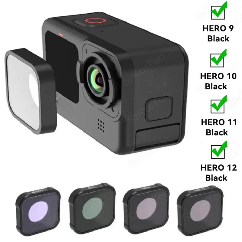 Комплект фильтров CPL UV ND8 ND16 ND32 ND для GoPro Hero 12 11 10 9 Черный фильтр объектива Go Pro