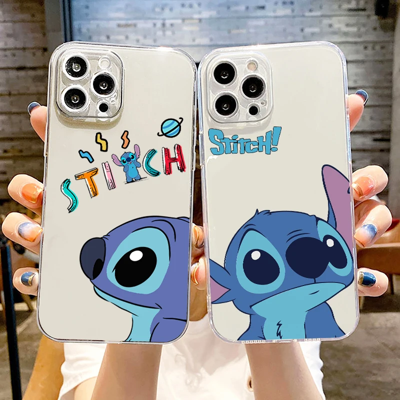 

Phone Case For Apple iPhone 14 13 12 11 SE XS XR X 7 8 6 5 mini Plus Pro MAX 2020 Disney Anime Stitch Cute Transparent Cover