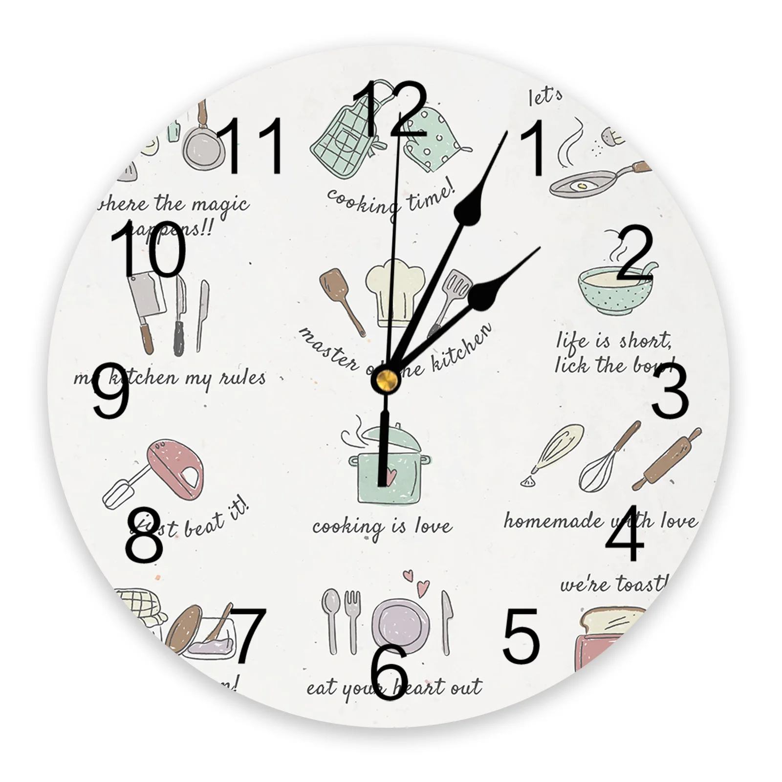 

Kitchen Spatula Knife And Fork Round Wall Clock Creative Home Decor Living Room Quartz Needle Digital Wall Clocks Hanging Watch
