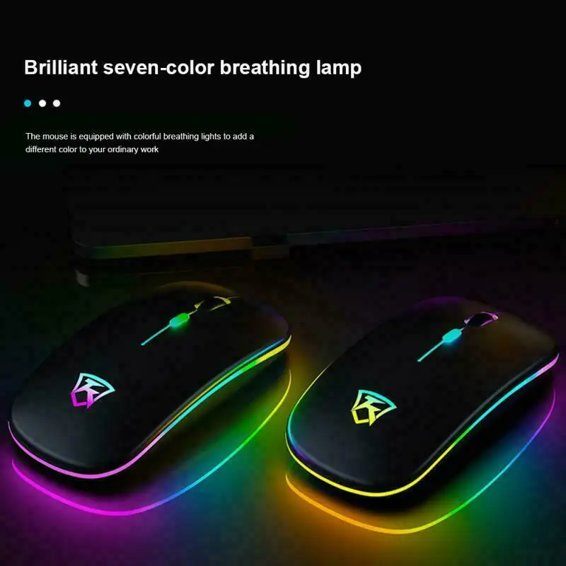 

Slim Wireless LED Light Mouse Rechargeable Cordless Mice For PC Laptop + USB UK