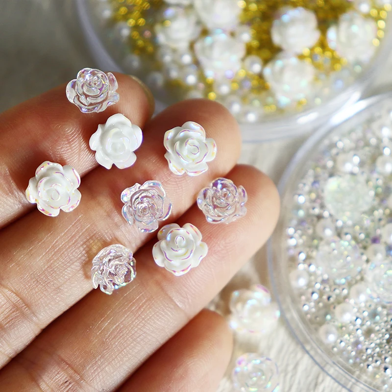 Iridescent Flower DIY Accessories Glitter For Epoxy Resin Filling Crystal Water Beads Pearls Pendant Jewelry Findings Components