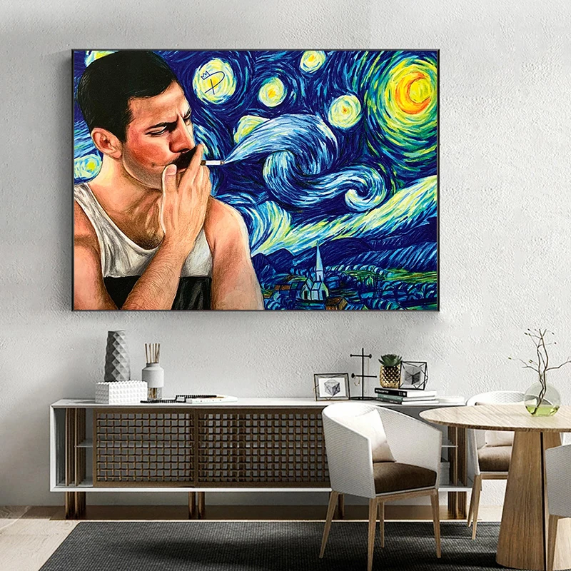 

Abstract Starry Night Poster Printing Rock Music Star Wall Art Pictures for Living Room Home Decoration Cuadros
