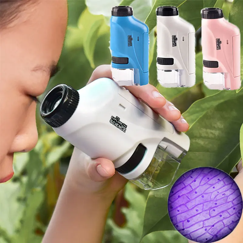 

Mini Pocket Microscope Kit 60-120x Lab Handheld Microscope Battery Powered Microscope With LED Light Kids Science Microscop