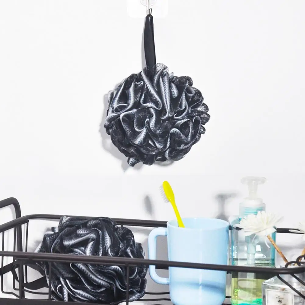 

4Pcs Creative Bamboo Charcoal Shower Loofah Exfoliating Pouf Ball Scentless Bathing Scrubber Ultra Soft for Bathroom