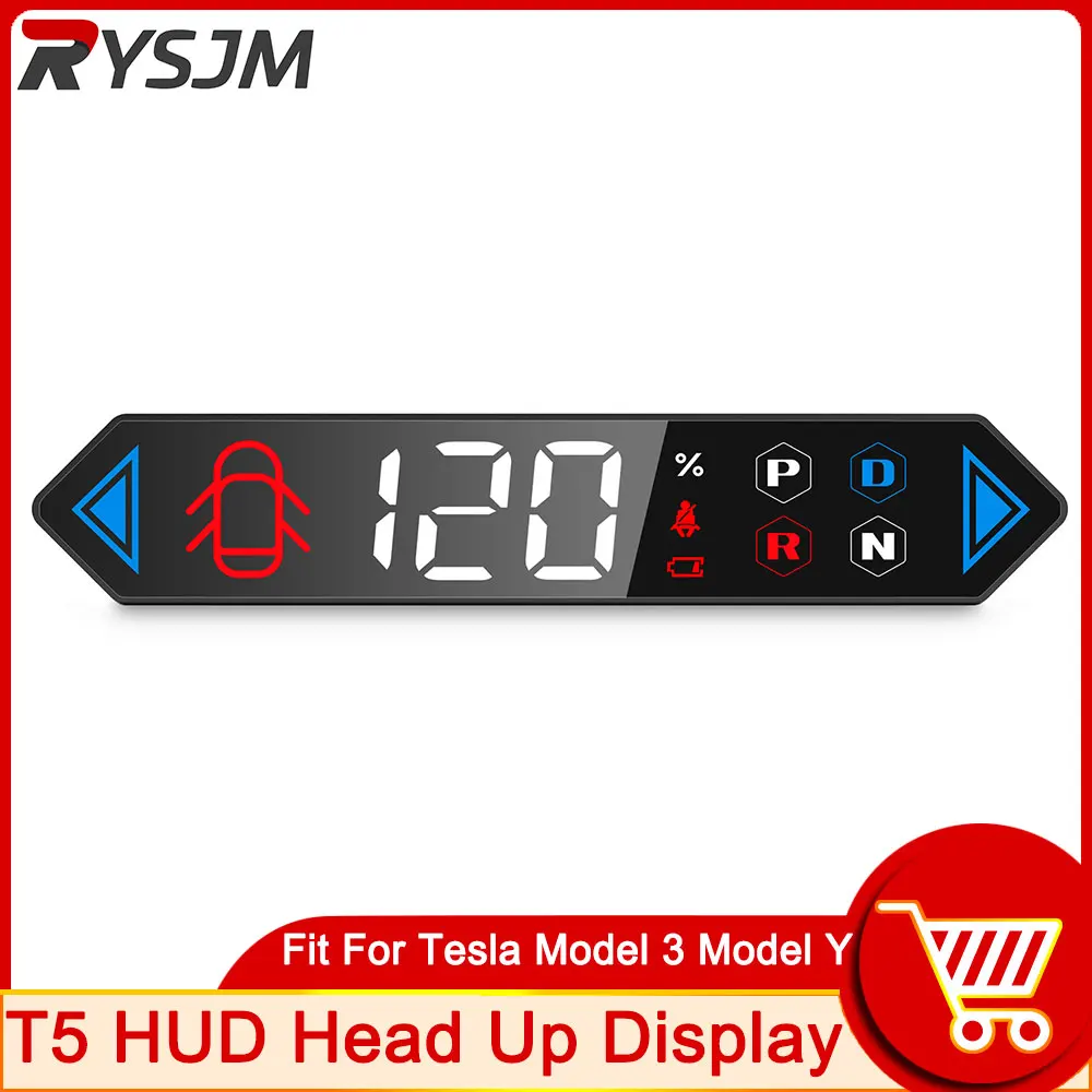 

T5 HUD Head Up Display Car Projector Speedometer Windshield Intelligent System Speeding Alarm Fit FOR Tesla Model 3 Model Y