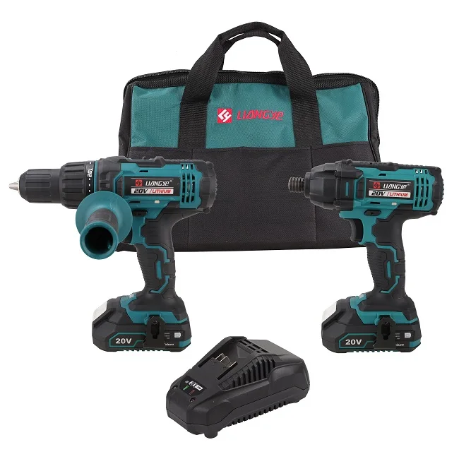 Liangye Power Tool Sets CDW777-2B  20V Max Power DIY Cordless Drill Driver battery charger Combo Set  2 in 1 Combo Kit Cordless