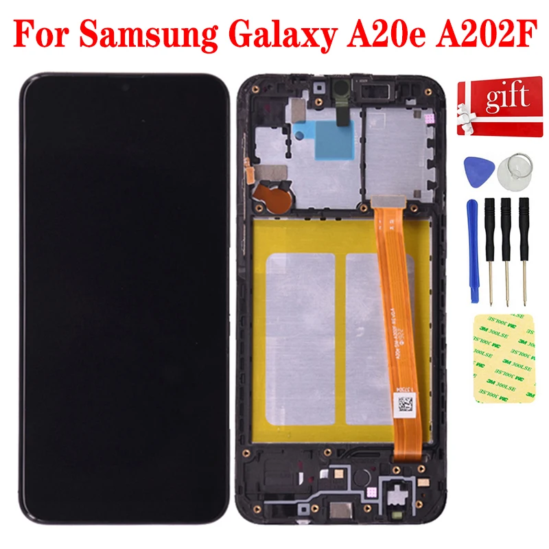 

For Samsung Galaxy A20E LCD A202 A202F A202DS LCD Display Panel Monitor Module Touch Screen Digitizer Sensor Assembly Frame