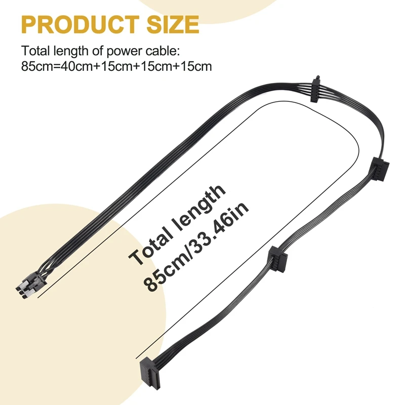 Pcie 6-контактный штекер к 4 SATA кабель питания для Seasonic Focus +/ MK3/ FX/ P серии 850PX 750PX 650PX 550PX