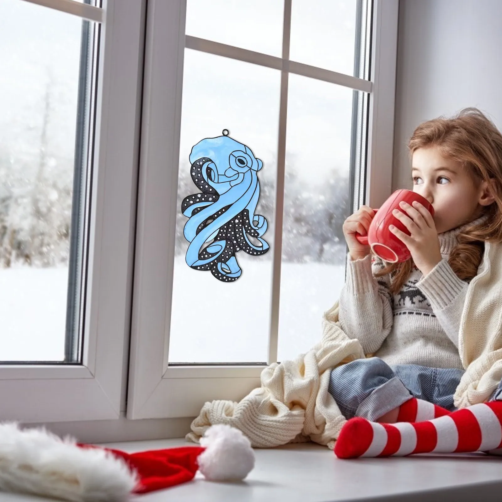 

Suncatcher Glass Hanging Octopuses Window Window Glass Stained Home Decoration Decoration & Hangs