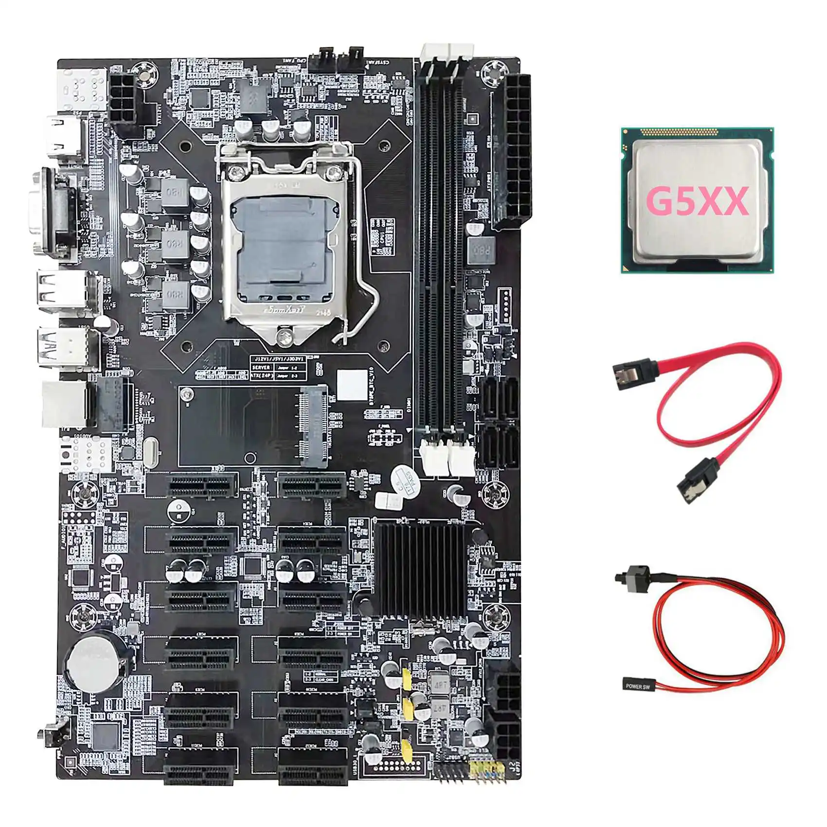 B75 ETH Mining Motherboard 12 PCIE+G5XX CPU+SATA Cable+Switch Cable LGA1155 MSATA DDR3 B75 BTC Miner Motherboard
