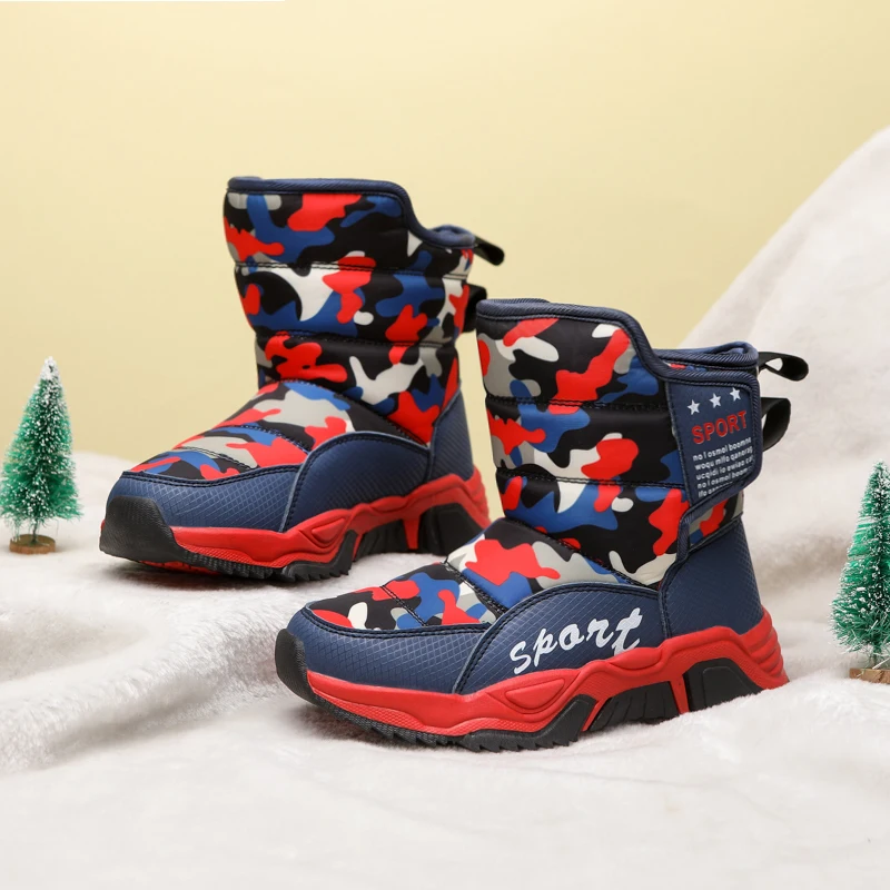 Enlarge 2022 Children Shoes Girls Boys Plush Waterproof Boots Fashion Sneakers Comfortable Warm Snow Boots Baby Princess High Top Boots