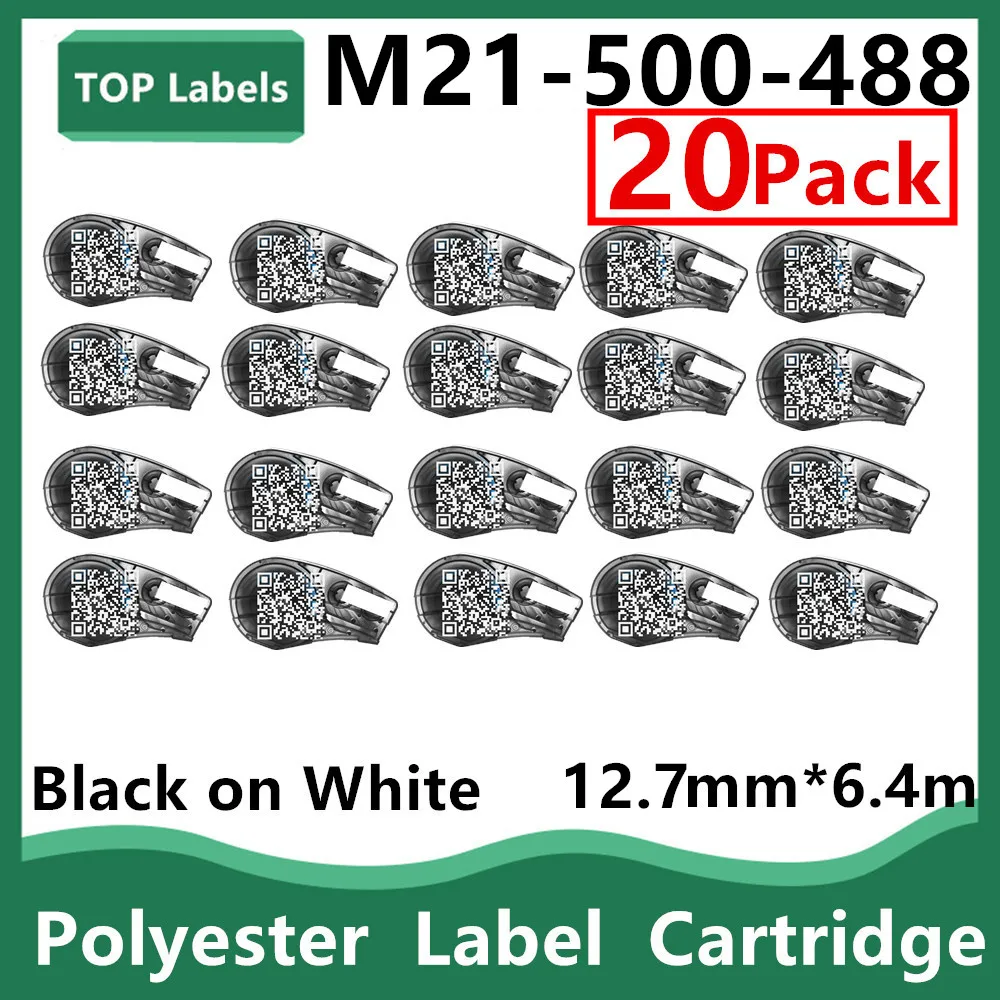 

10 ~ 20PK Замена Φ черный на белом 12,7 мм Высокопроизводительные картриджи из полиэстера, знаки в этикеторах, Φ