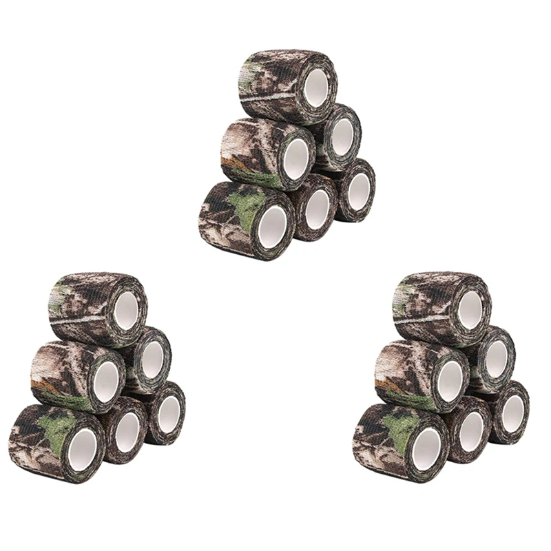 

18 Roll Camouflage Tape Cling Scope Wrap Camo Stretch Bandage Self-Adhesive Tape For Camping Hunting Bike Telescope