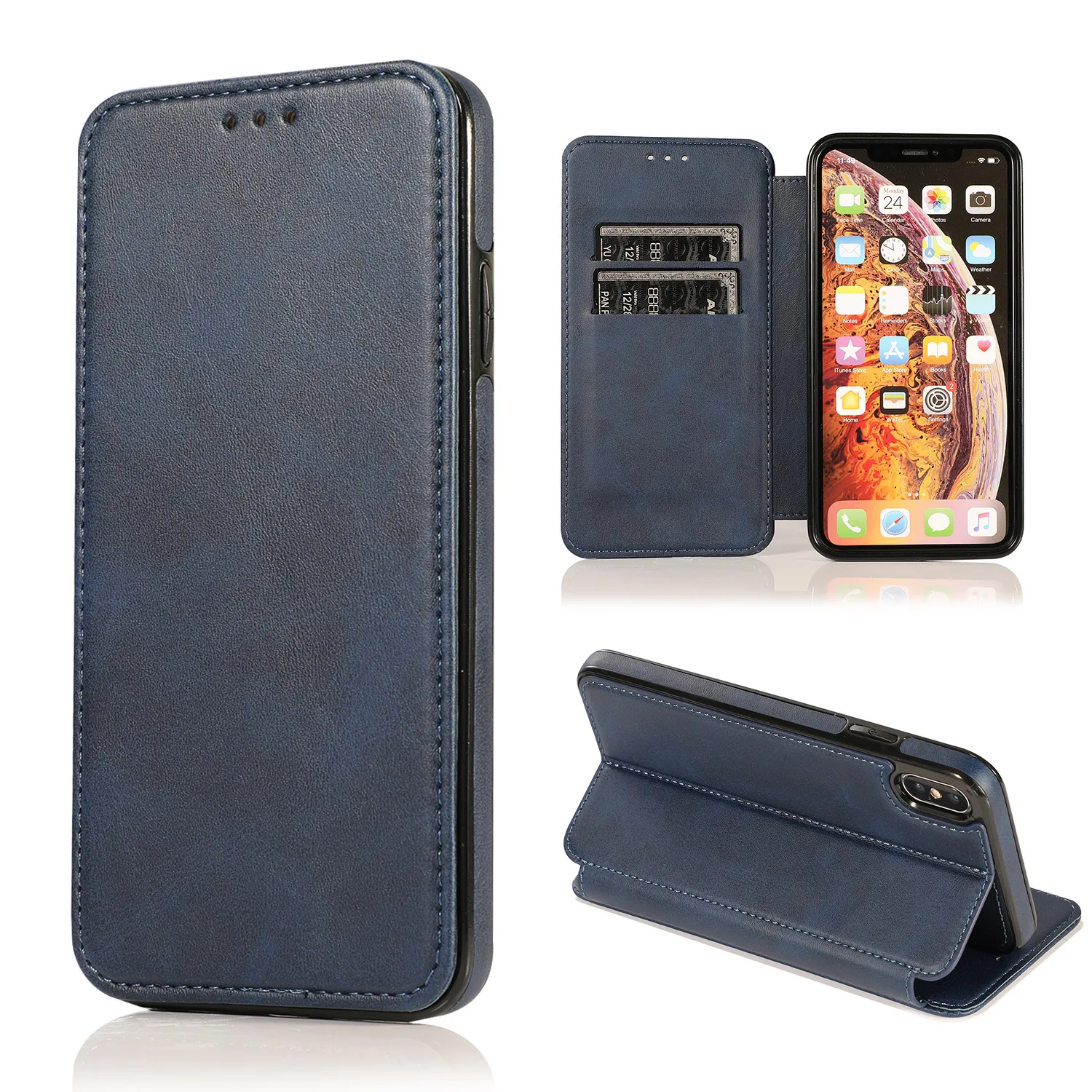 For iPhone 14Pro Max 13 12 11 Mini SE 2020 6 6s 7 8 Plus 13Pro 12Pro 11Pro X XR XS Case Leather Flip Cover Magnetic Wallet Case