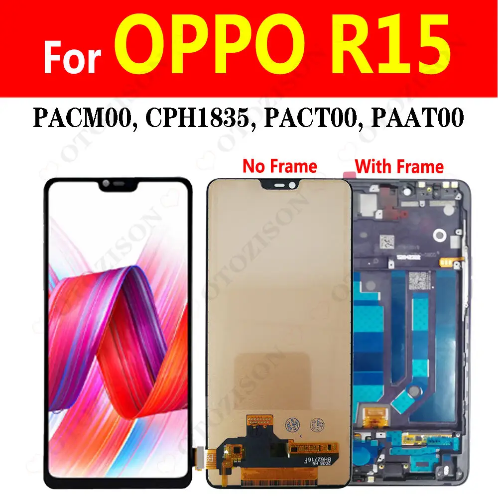 TFT R15 ЖК-дисплей с рамкой для OPPO R15 дисплей PACM00 CPH1835 PACT00 PAAT00 сенсорный экран дигитайзер в сборе Замена R15 ЖК-дисплей