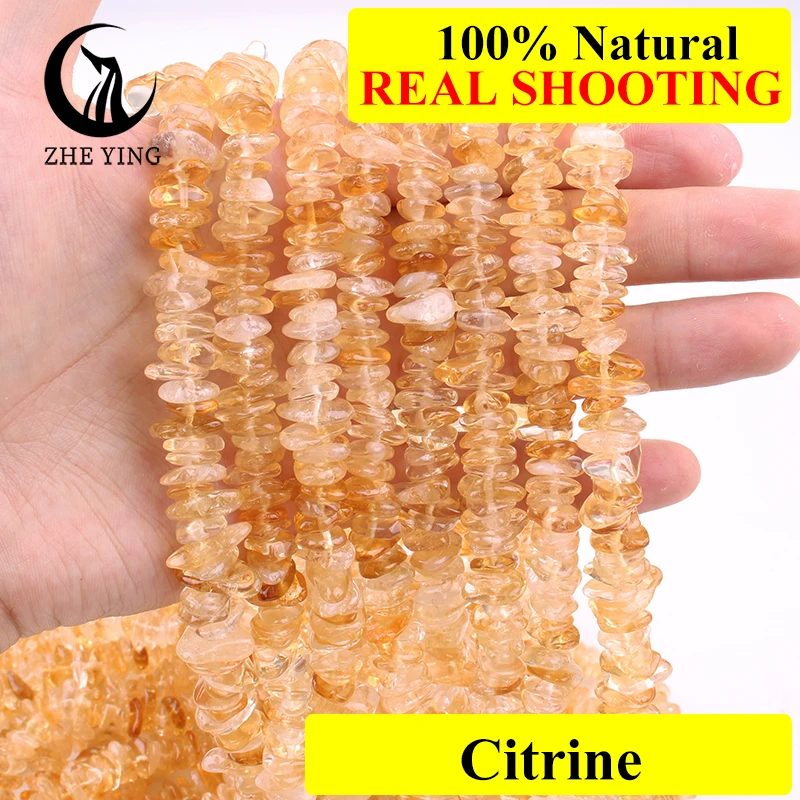 

Zhe Ying 5-10mm Natural Citrine Chips Irregular Shape Loose Beads for Jewelry Making Bracelet Diy Accessories 38cm Strand