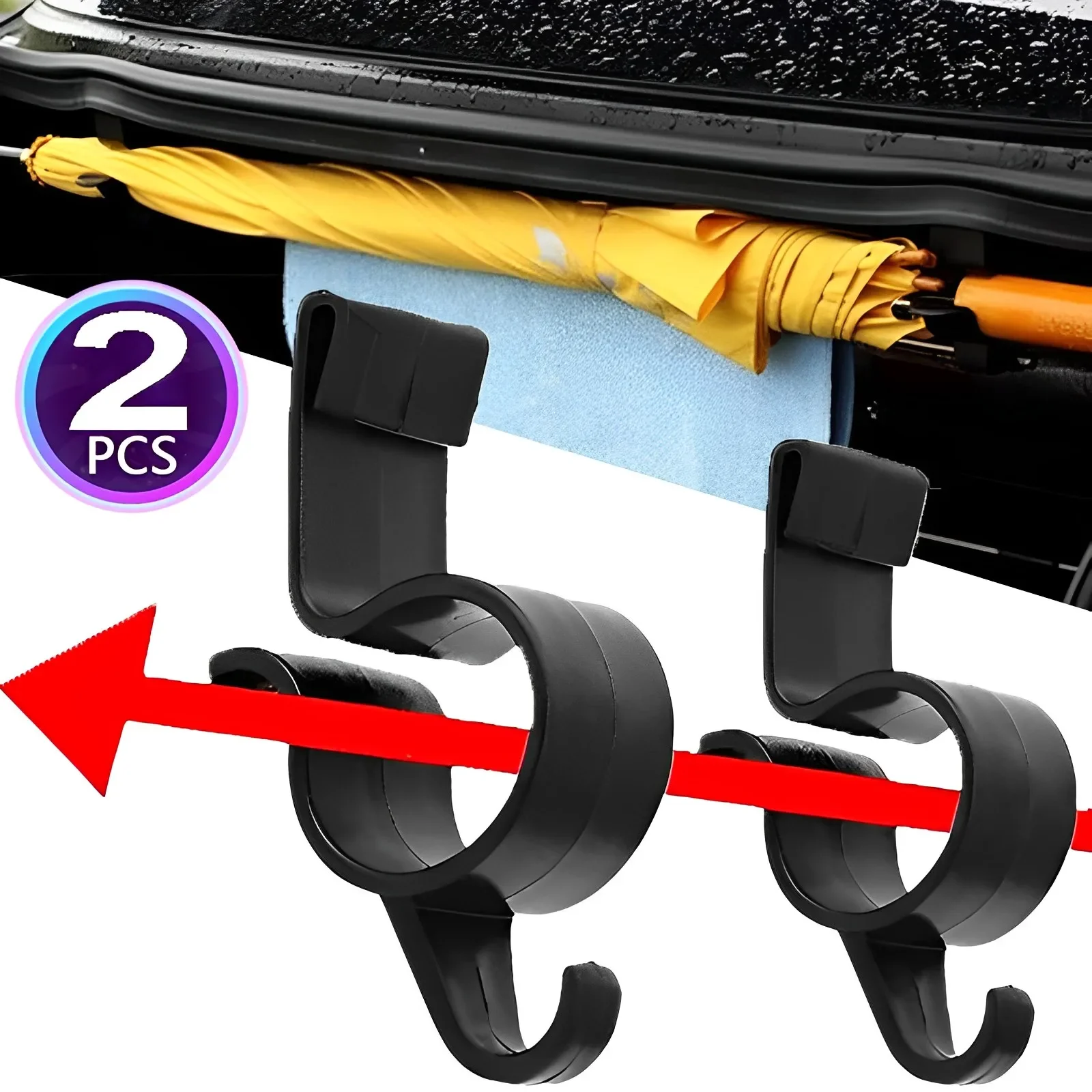 

2pcs Universal Car Umbrella Holder Trunk Umbrella Storage Organizer Mount Hook Mini Hanger Holders Auto Interior Accessories