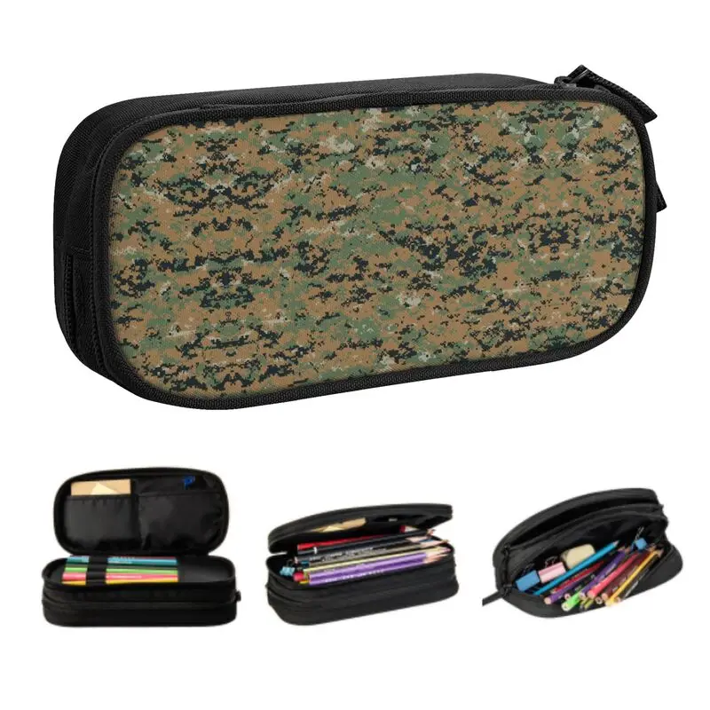 

Kawaii Marpat Military Army Camo Pencil Case for Boys Gilrs Custom Woodland Camouflage Large Storage Pen Box Bag Stationery