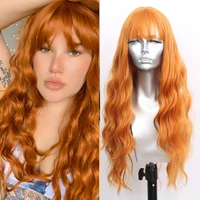 sivir synthetic long wavy wigs for women orange ginger color lolita with bangs hair cosplaypartydaily heat resistant fiber