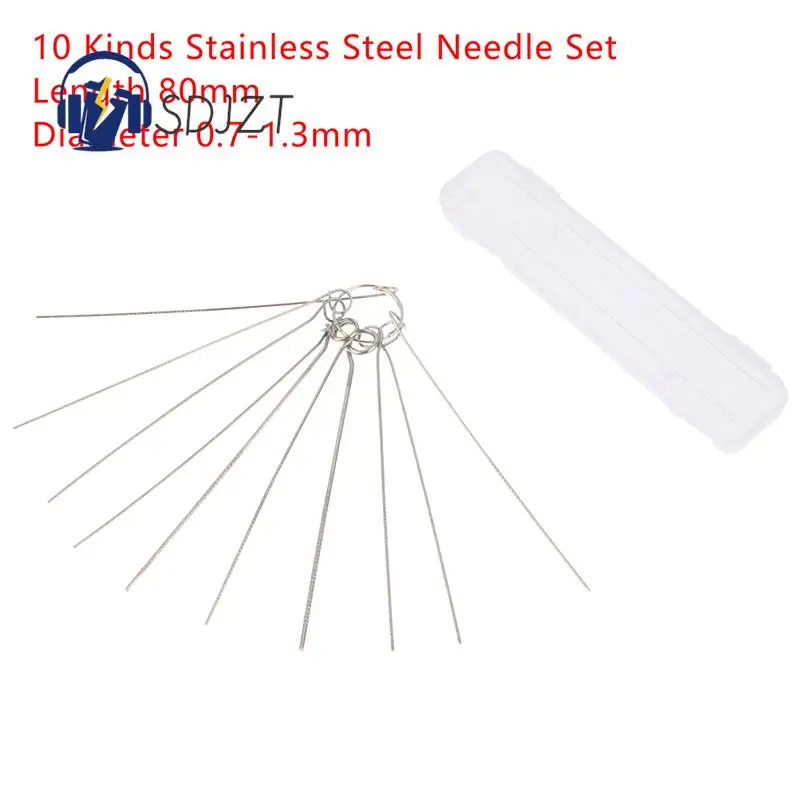 

1Box 10 Kinds 0.7-1.3mm 80mm Stainless Steel Needle Set PCB Electronic Circuit Through Hole Needle Desoldering Welding Tool