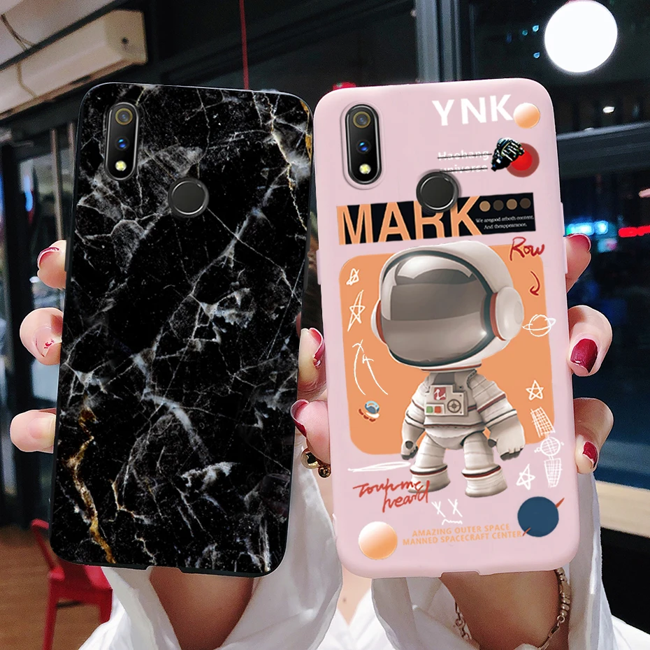 Чехол для Realme 3 Pro Чехол RMX1851, милый астронавт, Мягкая силиконовая искусственная кожа для Realme 3 3i Realme3 3Pro RMX1825 RMX1821, бампер