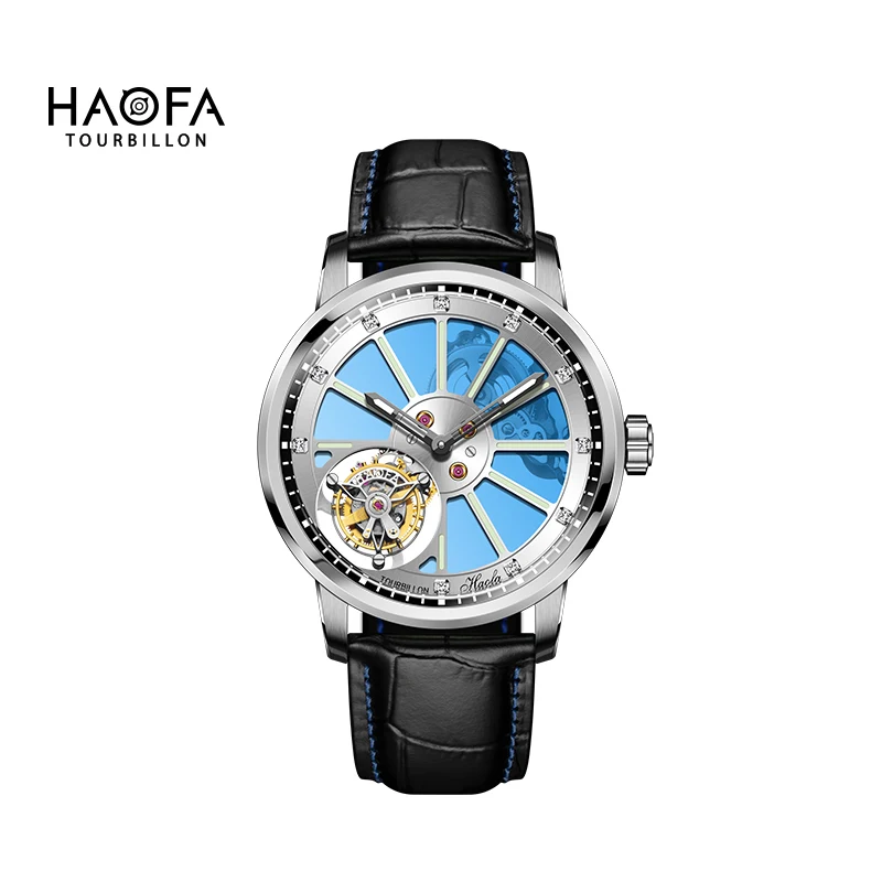 Фото Механические часы Haofa Real Flying Tourbillon для мужчин, сапфировые, скелетонизированные, с ручным заводом, мужские часы класса люкс для бизнеса, модель 1925A №1