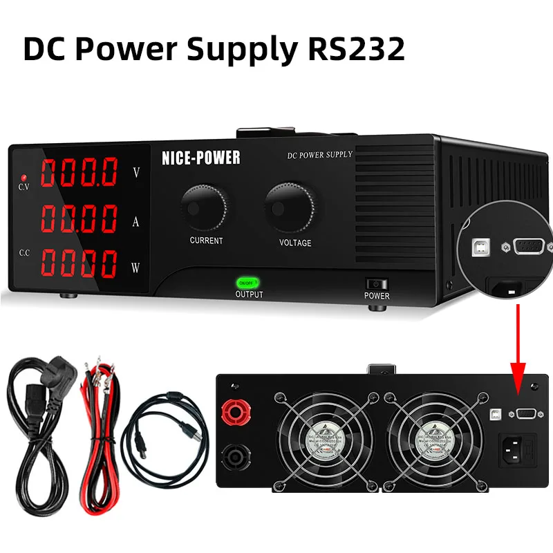 

RS232 Port Digital Laboratory Adjustable DC Switching Power Supply 30V 150V 10A 100V 20A 60V 30A 100A 200V 300V 5A PC Software