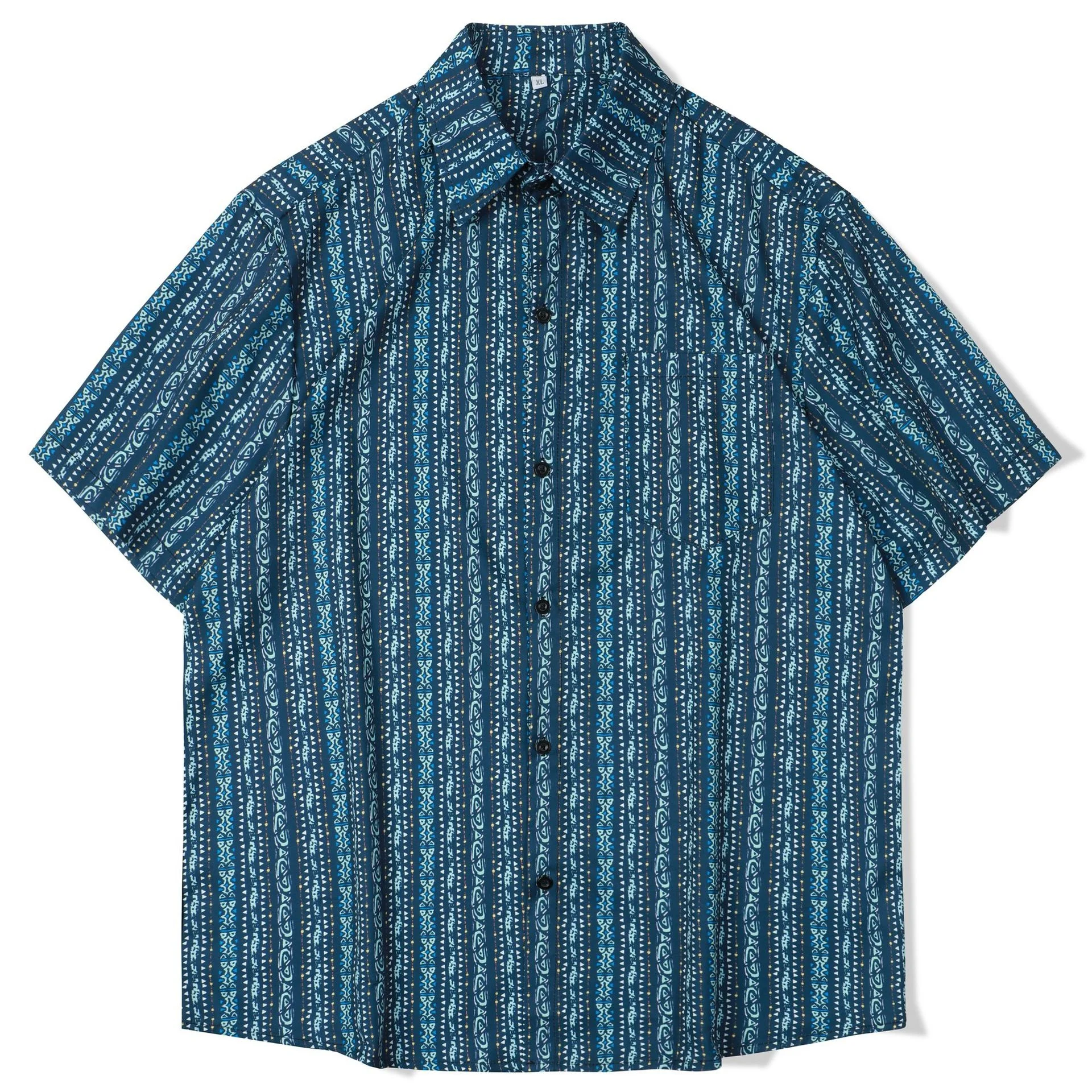 

Гавайская мужская пляжная рубашка в стиле Харадзюку, Винтажная летняя модная уличная одежда с этническим принтом, повседневные тонкие уличные Топы