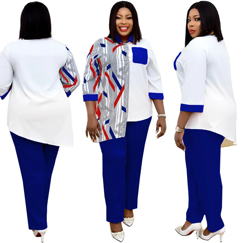 Новый Африканский модный костюм 4 цвета (рубашка и брюки) рубашка с рукавом