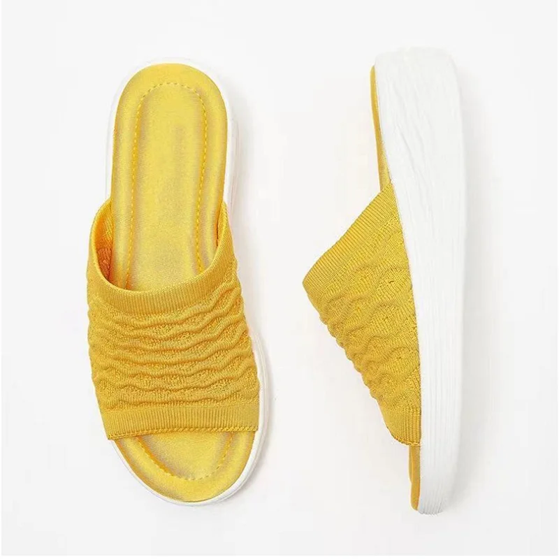 

Women Sandals Knitting Summer Sandals Shoes Women Indoor Outdoor Slippers Sandalias Mujer Wedges Shoes Platform Heels Sandals