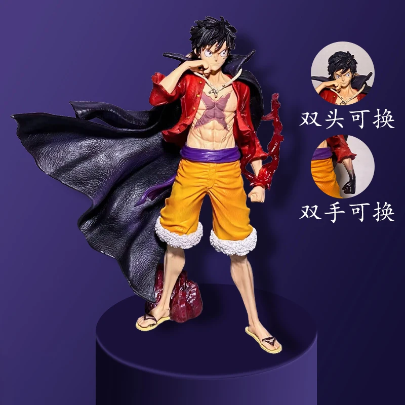 

21.5cm One Piece Luffy Figure Interchangeable Hands Double Headed Anime Character Periphery Collection Desktop Display Gift Toys