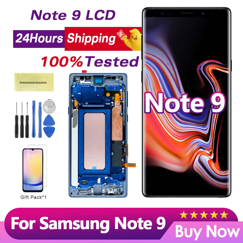 100% тест для Samsung Note 9 ЖК-дисплей преобразователь сенсорного экрана в сборе SM-N960F