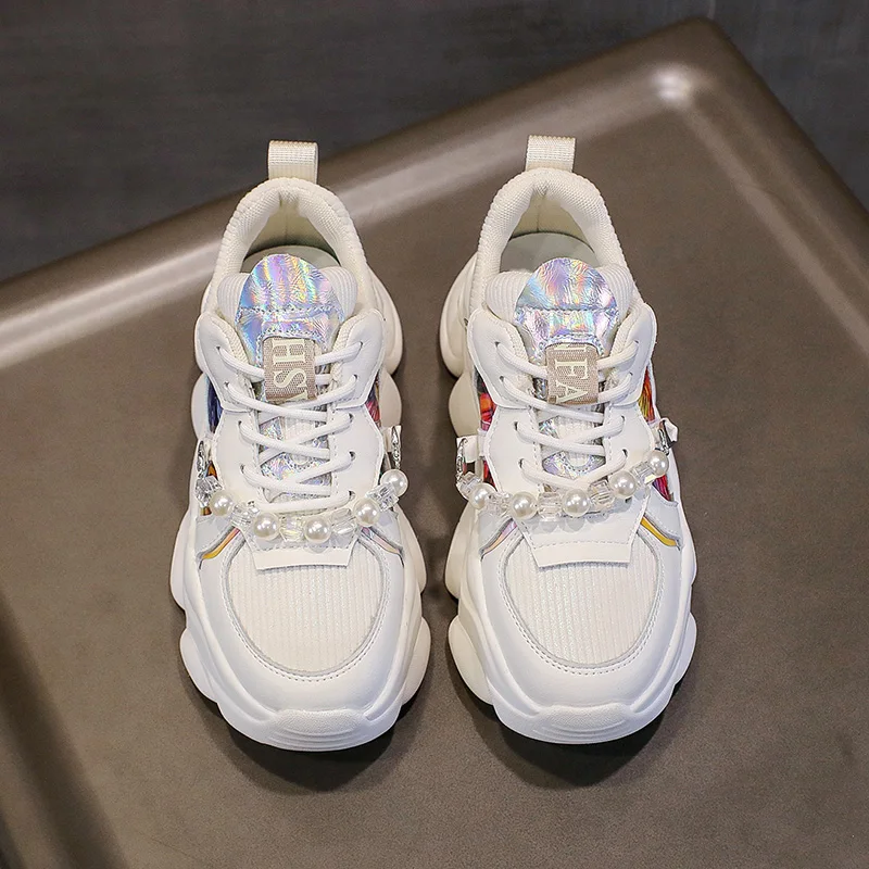 

Кроссовки женские массивные, Вулканизированная подошва, повседневная обувь для пожилых людей, белые, черные, 7 см, весна 2022