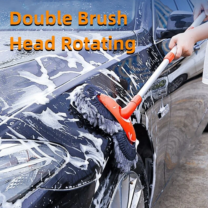 

Вращающаяся швабра с двойной щеткой для мытья автомобиля, трехсекционная Швабра для мытья окон на крыше, обслуживания, принадлежности для а...