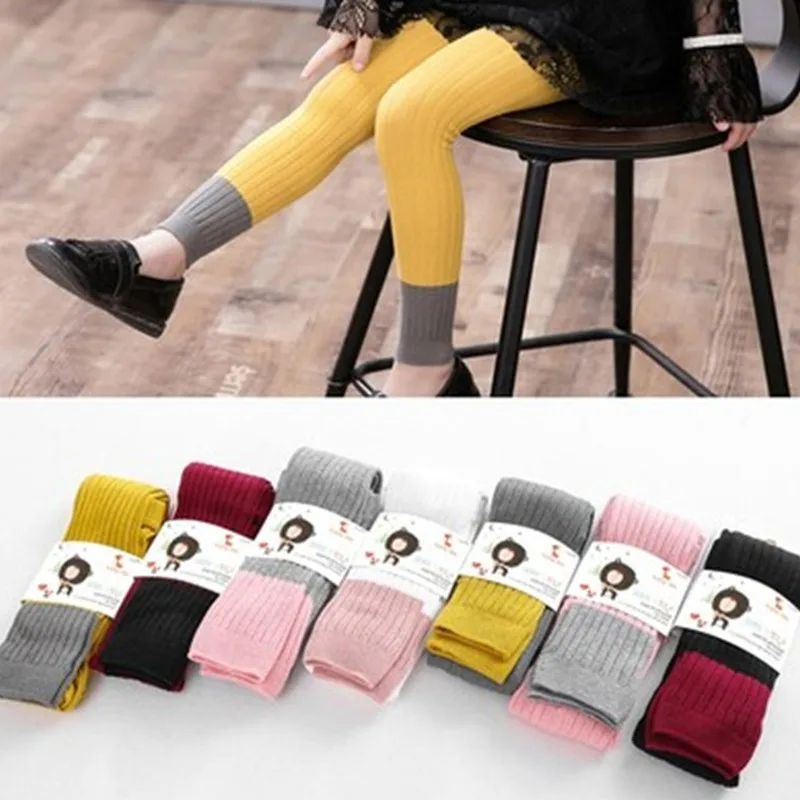 

Леггинсы Baywell для девочек, хлопковые брюки карамельных цветов, с прострочкой, мягкие вязаные штаны для девочек 1-8 лет, весна-осень