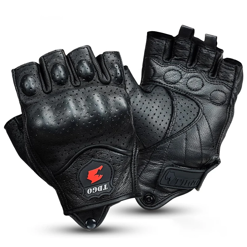 

Перчатки без пальцев мотоциклетные, аксессуары из козьей кожи, перчатки с открытыми пальцами для мотокросса