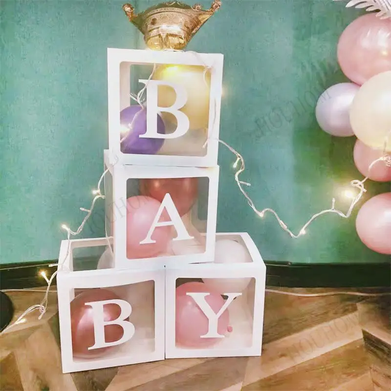 

Baby Shower Decoration Boy Girl Transparent Balloon Box Letter Frist 1st Birthday Wedding Party Decoration Gender Reveal Baptism