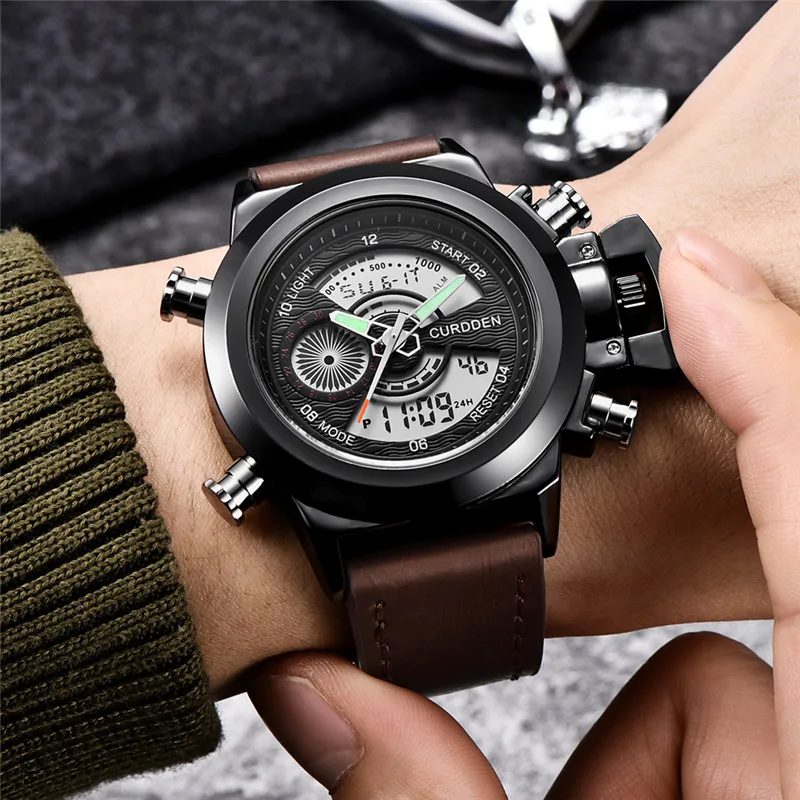 Фото Reloj Hombre, оригинальные брендовые мужские часы CURDDEN, студенческие повседневные спортивные часы с кожаным ремешком, цифровые дизайнерские часы Relogio Masculino 2025 №2