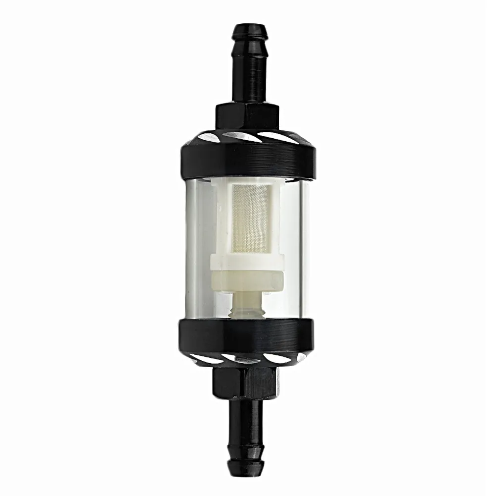 

Black 5/16\\\" 8mm Inline Gas Fuel Filter Universal Reusable Washable Motorcycle Aluminum + Plastic Fit Fuel Line Diameter 8mm