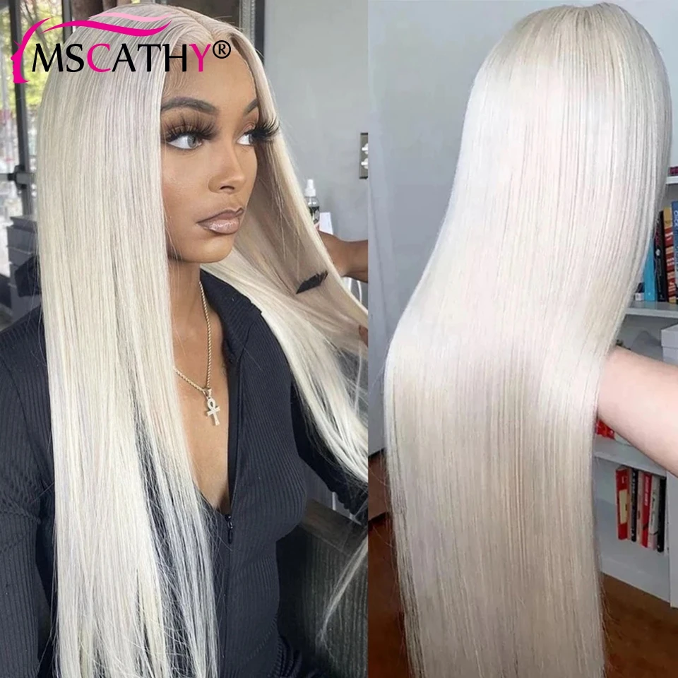 Парик из белых светлых человеческих волос 13x4x1 прямые фронтальные парики HD на
