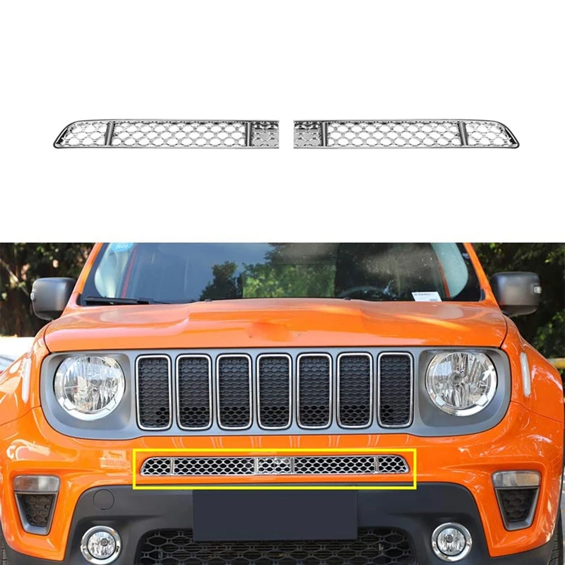 

Front Grille Mesh Insect Net Decoration Cover Trim Sticker Car Exterior Accessories For Jeep Renegade 2019-2021