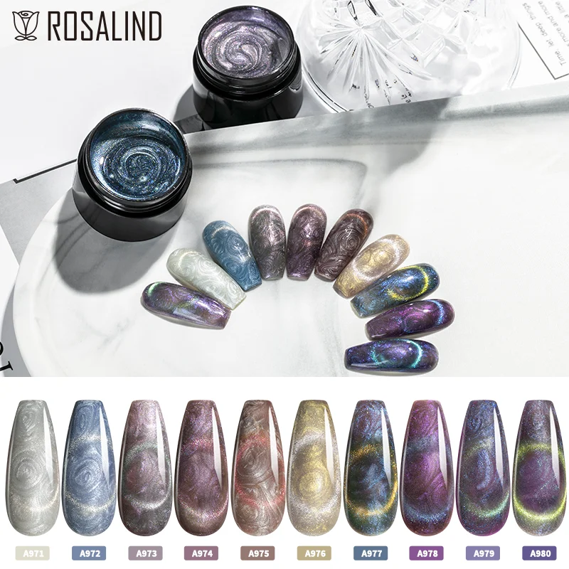 

ROSALIND Cat Eye Gel Nail Polish Thread Shell Effect Soak Off GLOWTOP COAT Semi Permanent UV Nail Varnish Painting Gel Polish