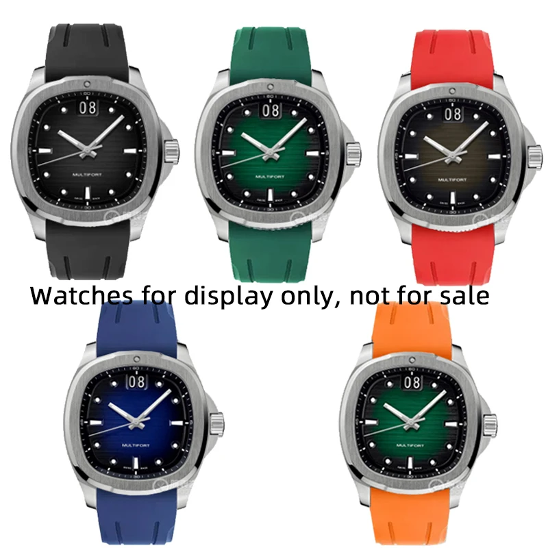 Curved end FMK strap 22mm for Mido Multiport watch TV M049 rubber 526 bracelet green blue VITON watchband mem parts