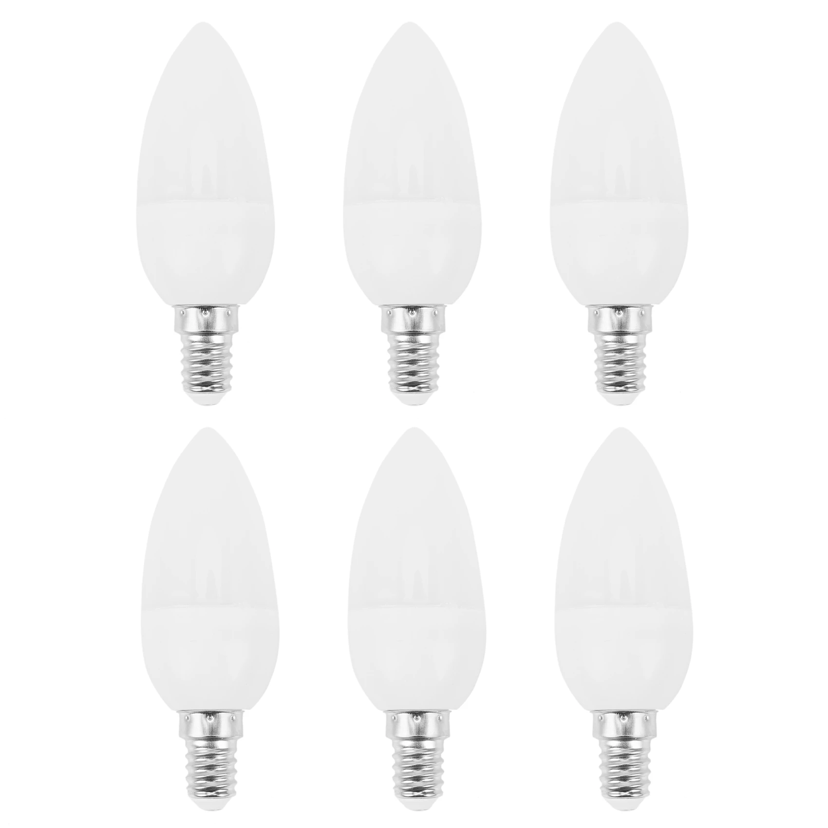 

6pcs LED Lamps Candle Light Bulbs Candlesticks 2700K AC220-240V E14 470LM 3W Cool White