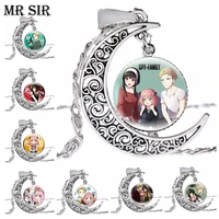 anime spy%c3%97family necklace moon pendant cute cartoon figures twilight yor forger anya forger charm necklaces cosplay jewelry gift