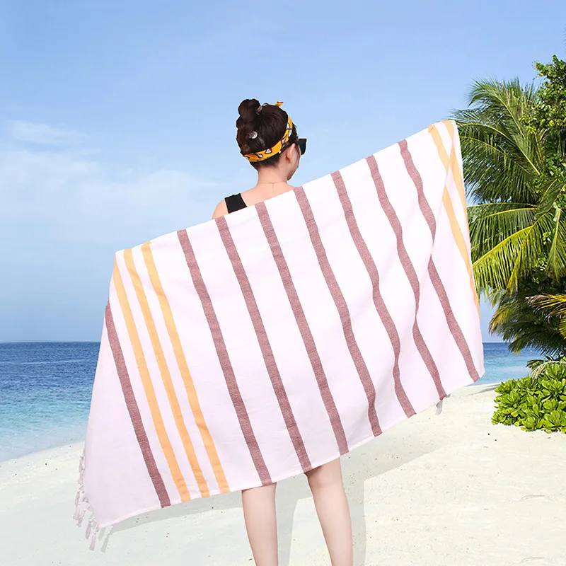 Cotton Large Turkish Bath Towel with Tassels Striped Travel Camping Shawl Beach Gym Pool Blanket Surgical Drape Scarf